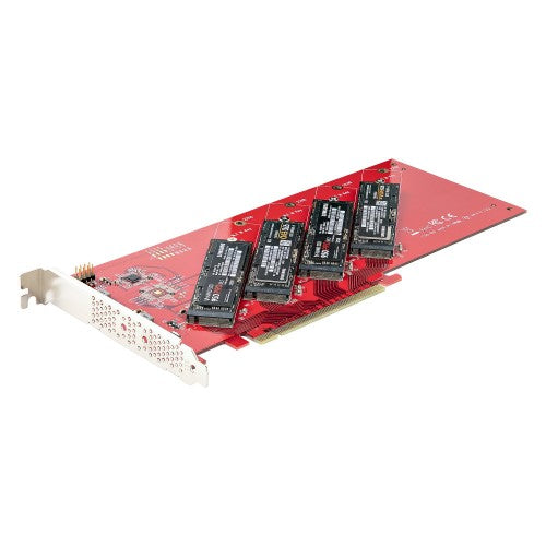 StarTech.com Quad M.2 PCIe Adapter Card, PCIe x16 to Quad NVMe or AHCI M.2 SSDs, PCI Express 4.0, 7.8GBps/Drive, Bifurcation Required, Windows/Linux Compatible