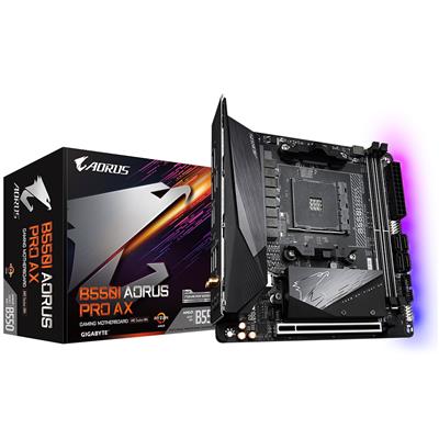 GIGABYTE B550I AORUS PRO AX Motherboard - AMD Ryzen 5000 CPUs, 8 Phases VRM, up to 5300MHz DDR4, 1xPCIe 4.0 + 1xPCIe 3.0 M.2, Wi-Fi 6E, 2.5GbE LAN, USB 3.2 Gen 2