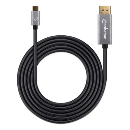 Manhattan USB-C to DisplayPort 1.4 Cable, 8K@60Hz, 2m, Male to Male, Not Bi-Directional, Black, Three Year Warranty, Equivalent to CDP2DP146B (except 20cm longer)