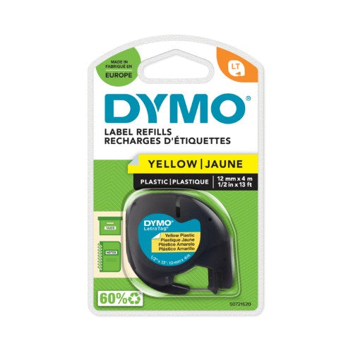 Dymo 91202/S0721620 DirectLabel-etikettes Polyester yellow 12mm x 4m for Dymo LetraTag