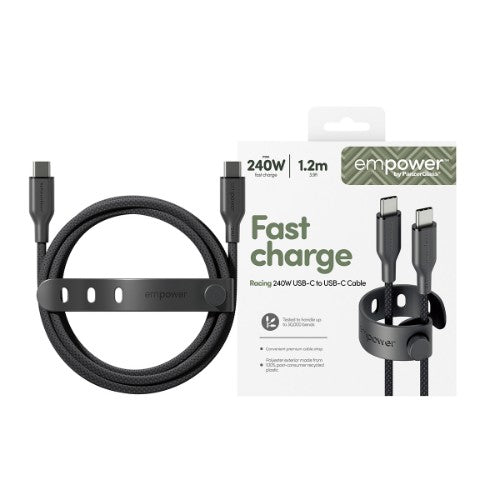 PanzerGlass empower™ by ® Racing 240W USB-C to USB-C Cable | USB 2.0 | 1.2M | Space Black