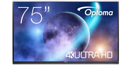 Optoma 5752RK+ Interactive flat panel 190.5 cm (75") LED 400 cd/m² 4K Ultra HD Black Touchscreen Built-in processor Android 11