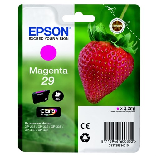 Epson C13T29834012/29 Ink cartridge magenta, 180 pages ISO/IEC 19752 3,2ml for Epson XP 235/335