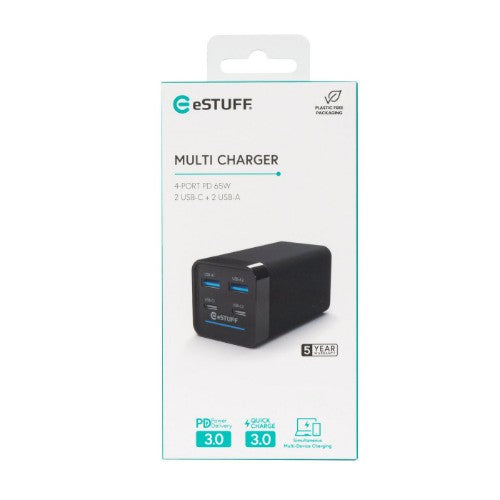 eSTUFF ES635200 mobile device charger Laptop Black AC Fast charging Indoor