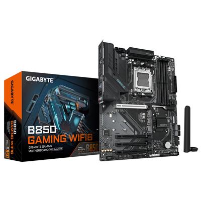 GIGABYTE B850 GAMING WIFI6 Motherboard - AMD Ryzen 9000 Series CPUs, 6+2+2 Phasen Digital VRM, up to 8200MHz DDR5 (OC), 1xPCIe 5.0 + 2xPCIe 4.0 M.2, GbE LAN, WIFI 6, USB 3.2 Gen 2