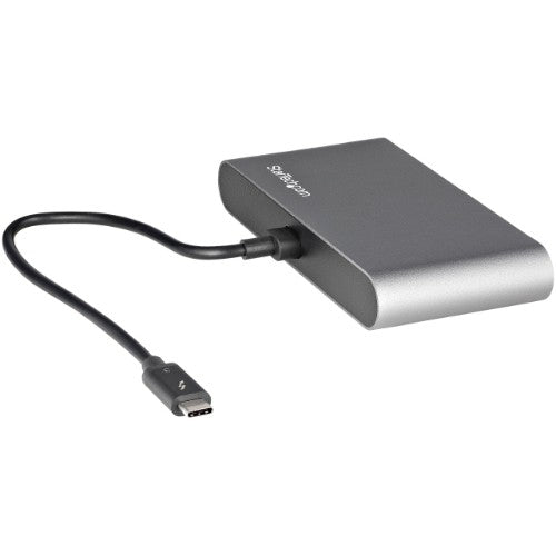 StarTech.com Dual-Monitor Thunderbolt Mini Dock, 4K 60Hz HDMI, Driverless Hub for Windows & Mac, Gigabit Ethernet, 1 x USB 5Gbps & 1x USB 2.0, 11in (28cm) Cable