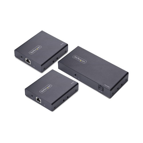 StarTech.com 2-Port HDMI Extender and Splitter Over CAT6, 4K 60Hz, Up to 230ft (70m), 1x2 HDMI over Ethernet Distribution Kit with IR and Power Over Cable