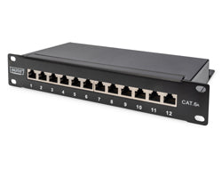 Digitus CAT 6A Patch Panel, shielded, 12-Port, 1HE, 10", black