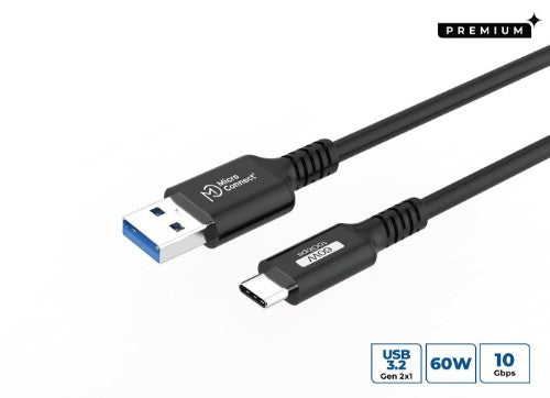 Microconnect USB3.2AC025 USB cable USB 3.2 Gen 2 (3.1 Gen 2) 0.25 m USB C USB A 60 W Black