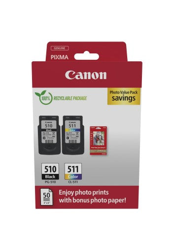 Canon 2970B017/PG-510+CL-511 Printhead cartridge multi pack black + color PVP, 2x220 pages ISO/IEC 24711 9ml Pack=2 for Canon Pixma MP 240