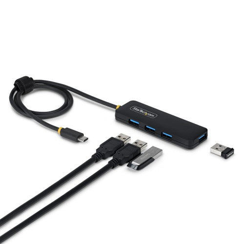 StarTech.com 4-Port USB-C Hub, 5Gbps, Bus Powered, USB-C to 4x USB-A Mini Hub, Extra Long 2ft/61cm Host Cable, PCR Plastic, Portable Desktop / Laptop USB Hub
