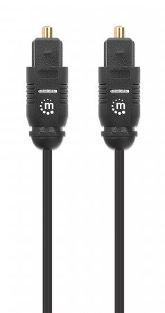 Manhattan Toslink Digital Optical AudioCable, 1m, Male/Male, Toslink S/PDIF, Gold plated contacts, Lifetime Warranty