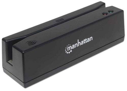 Manhattan USB-A Magnetic Strip Card Reader, Triple Track Reader, Keyboard Wedge Decoder, Cable 1.5m, Black, Three Year Warranty