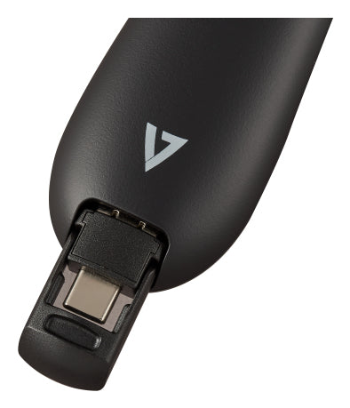 V7 WP500C Wireless Presenter Dual USB-C + USB-A - 2.40 GHz RF - Black - Red Laser Pointer - 5 Button(s) - Wireless - Radio Frequency - USB - Storable USB Receiver slot