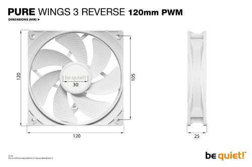 be quiet! Pure Wings 3 120mm | PWM Reverse White Triple-Pack Computer case Fan 12 cm 3 pc(s)