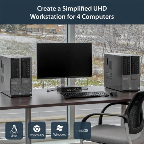 StarTech.com 4 Port DisplayPort KVM Switch - 4K 60Hz - Single Display - Dual Port UHD DP 1.2 USB KVM Switch with Integrated USB 2.0 Hub & Audio - Dell, HP, Apple, Lenovo - TAA Compliant