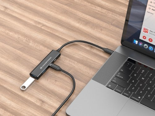 Conceptronic HUBBIES 4-Port USB 3.0 Hub, 2 USB-C & 2 USB-A ports, aluminum case, USB-C connector