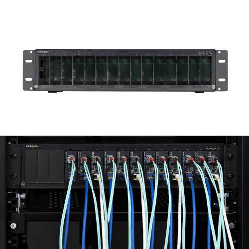 StarTech.com 15-Slot Unmanaged Media Converter Chassis for MCM Media Converter Series, Full Power Isolation, Active Cooling, 19in Rackmount, TAA Compliant