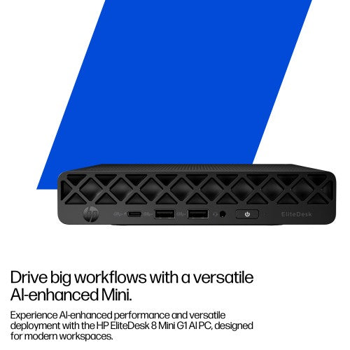 HP EliteDesk 8 Mini G1i AI Intel Core Ultra 7 265T 16 GB DDR5-SDRAM 1 TB SSD Windows 11 Pro Mini PC AI PC Black
