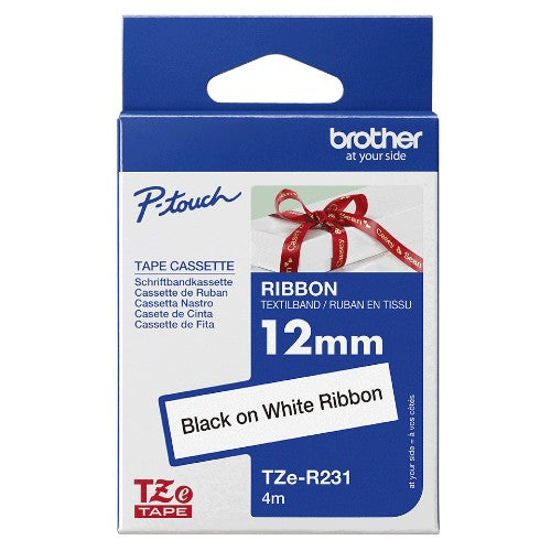 Brother TZE-R231 DirectLabel black on white non adhesive textil 12mm x 4m for Brother P-Touch TZ 3.5-18mm/6-12mm/6-18mm/6-24mm/6-36mm