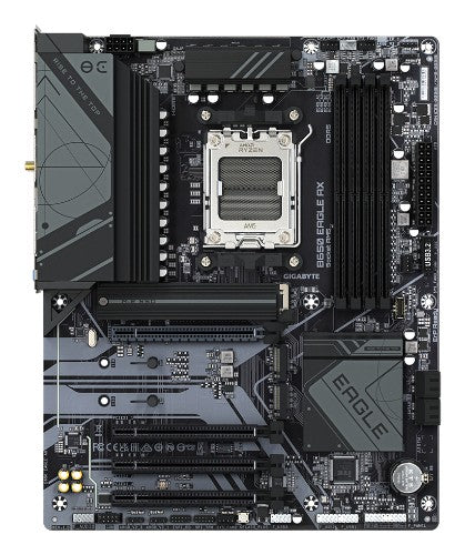 GIGABYTE B650 EAGLE AX Motherboard - AMD Ryzen 9000 Series CPUs, 12+2+2 Phases VRM, up to 7600MHz DDR5 (OC), 1xPCIe 5.0 + 2xPCIe 4.0 M.2, GbE LAN, WIFI 6E, USB 3.2 Gen 2