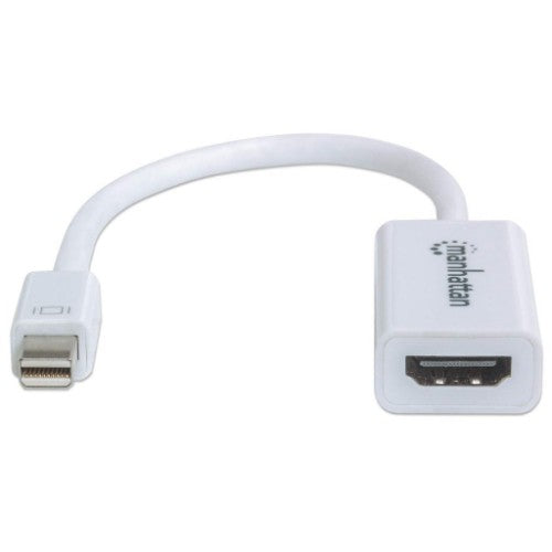 Manhattan Mini DisplayPort 1.2 to HDMI Adapter Cable, 1080p@60Hz, 17cm, Male to Female, White, Not Bi-Directional, Lifetime Warranty