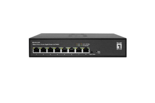 LevelOne Hilbert 10” 8-Port Gigabit Smart Lite Switch, 8 x Gigabit RJ45 (10/100/1000)
