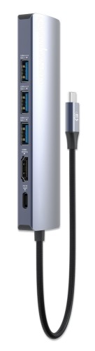 Manhattan USB-C Dock/Hub, Ports (x6): Ethernet, HDMI, USB-A (x3) and USB-C, With Power Delivery (100W) to USB-C Port (Note additional USB-C wall charger and USB-C cable needed), USB 3.2 Gen 1, All Ports can be used at the same time, Universal for all devi