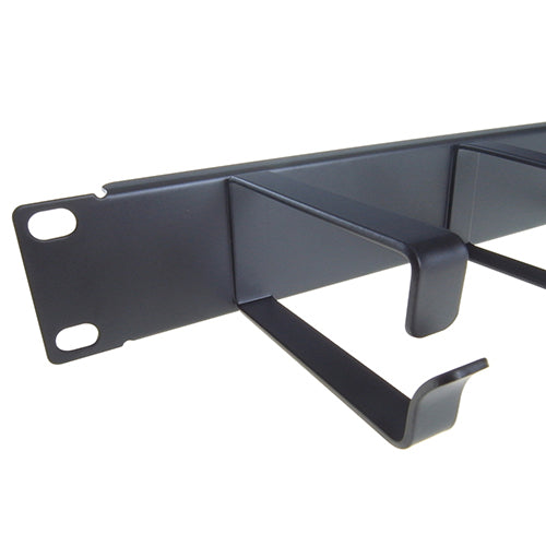 connektgear 5 Ring 19 Inch (1U) Rack Mount Cable Management Bar - 85mm Loop Depth - Black