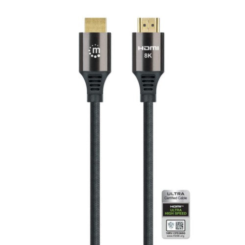 Manhattan HDMI 8K@60Hz Cable with Ethernet, 3m, Certified, Suitable for ALL 8K, 4K & 1080p/HD uses - when upgrading now or have it ready for when you need it, Male to Male, Black, 4K@120Hz, Ultra HD 4k x 2k, Lifetime Warranty, Ultra High Speed