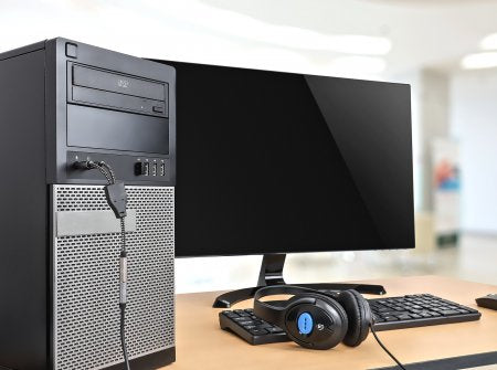 Manhattan Headset Adapter Cable with Stereo Audio Y-Splitter, 3.5mm, Aux, 15cm, Female/2x Male, Splits Single Headset Plug into Microphone and Audio Plugs, Slim Design, Black/Silver, Gold plated contacts and pure oxygen-free copper wire, Lifetime Warranty