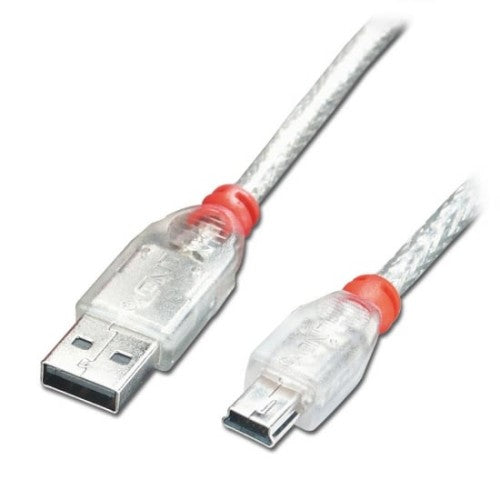 Lindy 3m USB 2.0 Cable - Type A to Mini-B, Transparent
