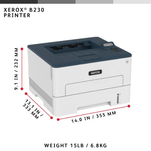 Xerox B230 A4 34ppm Wireless Duplex Printer PCL5e/6 2 Trays Total 251 Sheets UK