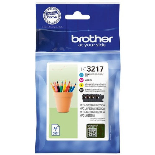 Brother LC-3217VALDR Ink cartridge multi pack Bk,C,M,Y, 4x550 pages ISO/IEC 24711 9ml Pack=4 for Brother MFC-J 5330