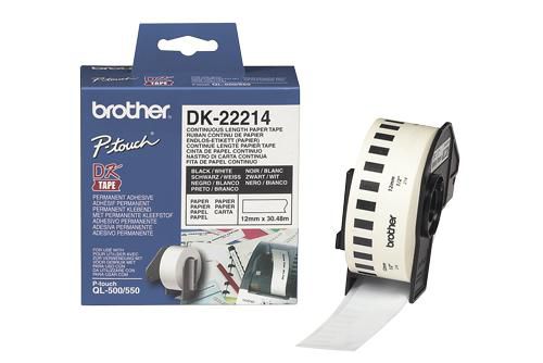 Brother DK-22214 DirectLabel Etikettes white 12mm x 30,48m for Brother P-Touch QL/700/800/QL 12-102mm/QL 12-103.6mm