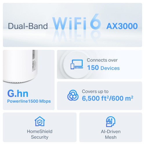 TP-Link AX3000 + G1500 Whole Home Powerline Mesh Wi-Fi 6 System
