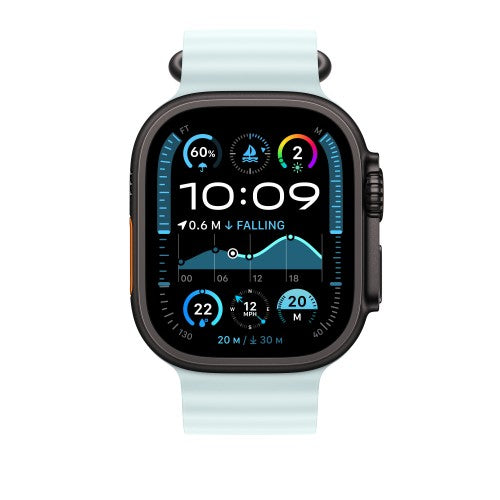 Apple 49mm Ice Blue Ocean Band - Black Titanium Finish