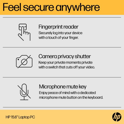 HP 15-fc0537na AMD Ryzen™ 5 7520U Laptop 39.6 cm (15.6") Full HD 8 GB LPDDR5-SDRAM 512 GB SSD Wi-Fi 6 (802.11ax) Windows 11 Home Black