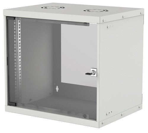 Intellinet 19" Network Cabinet - Wall Mount (Basic), 9U, 560mm Deep, Grey, Flatpack, Max 50kg, Usable Depth 500mm, Glass Door, 19" Rack, Parts for wall installation (eg screws and rawl plugs) not included