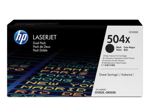 HP CE250XD/504X Toner cartridge black high-capacity twin pack, 2x10.5K pages ISO/IEC 19798 Pack=2 for HP CLJ CP 3525
