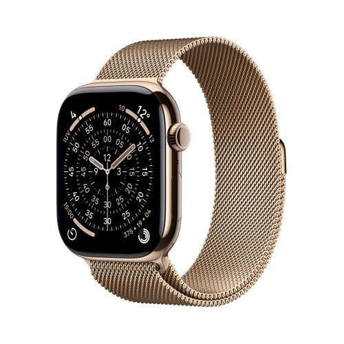 Apple Watch Series 11 GPS + Cellular 46mm Gold Titanium Case with Gold Milanese Loop - M/L
