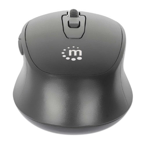 Manhattan MW6020 Wireless Mouse, Black, Adjustable 800/1200/1600dpi via top-mount push-button control, 2.4Ghz (effective range up to 10m), USB, Optical, Ambidextrous, Six Button with Scroll Wheel, USB-A nano receiver, AA battery (included)