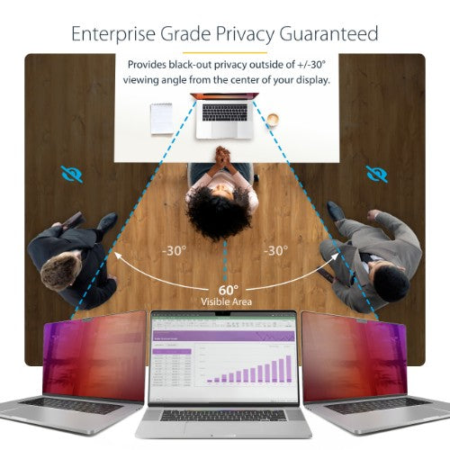StarTech.com 16-inch MacBook Pro 21/23 Privacy Screen, Gold Filter w/Enhanced Privacy, Computer Security Shield, Double-Sided Screen Protector, +/- 30 Deg.