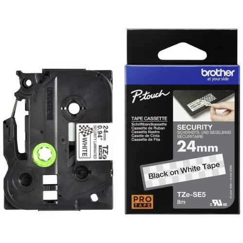 Brother TZE-SE5 DirectLabel black on white Laminat 24mm x 8m for Brother P-Touch TZ 3.5-24mm/HSE/36mm/6-24mm/6-36mm