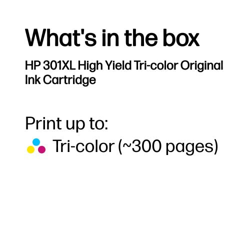 HP CH564EE/301XL Printhead cartridge color high-capacity, 300 pages ISO/IEC 24711 8ml for HP DeskJet 1000/1010/Envy 5530/OfficeJet 4630