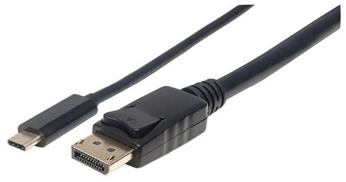 Manhattan USB-C to DisplayPort Cable, 4K@60Hz, 1m, Male to Male, Black, Not Bi-Directional, Three Year Warranty, Equivalent to CDP2DP1MBD