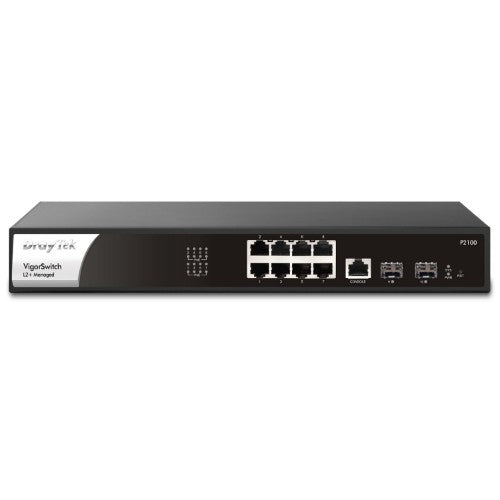 DrayTek P2100 Managed L2+/L3 Gigabit Ethernet (10/100/1000) Power over Ethernet (PoE) 1U Black, Silver