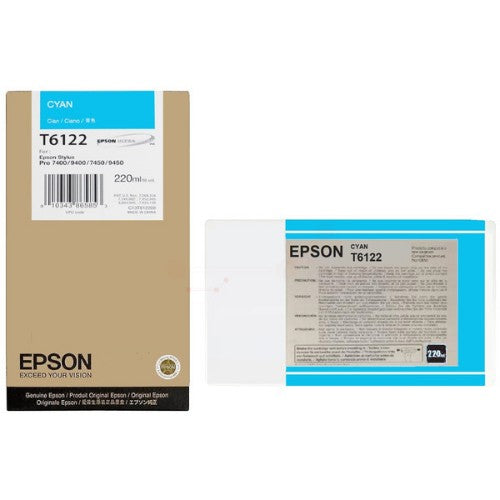 Epson C13T612200/T6122 Ink cartridge cyan 220ml for Epson Stylus Pro 7400/7450