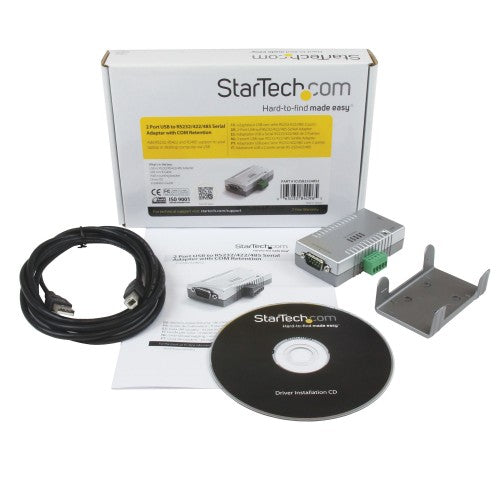 StarTech.com 2 Port USB to RS232 RS422 RS485 Serial Adapter with COM Retention