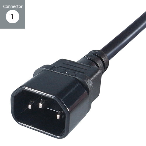 connektgear 1m Mains Extension Hot Rated Power Cable C14 Plug to C15 Socket
